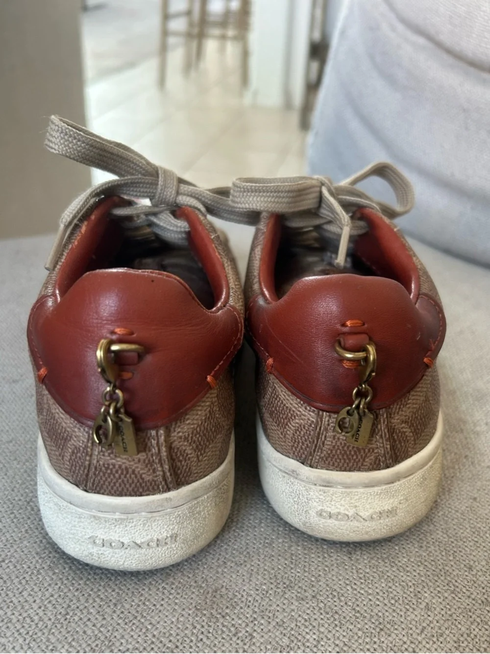 Coach Women’s Signature Canvas Sneakers with Brown Leather Trim - Picture 7 of 9